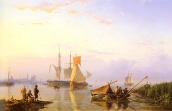 約翰內斯 赫曼努斯 庫庫尅 Shipping In A Calm Amsterdam 約翰內斯 赫曼努斯 庫庫尅 Shipping In A Calm Amsterdam